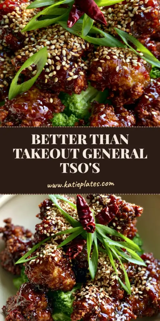 General Tso's Chicken: Ultra-Crispy Air Fryer Recipe with a Sticky Honey-Soy Glaze 4 A close-up shot of General Tso's Chicken in a cream bowl with steamed broccoli and sesame seed garnish. (general tso's chicken)