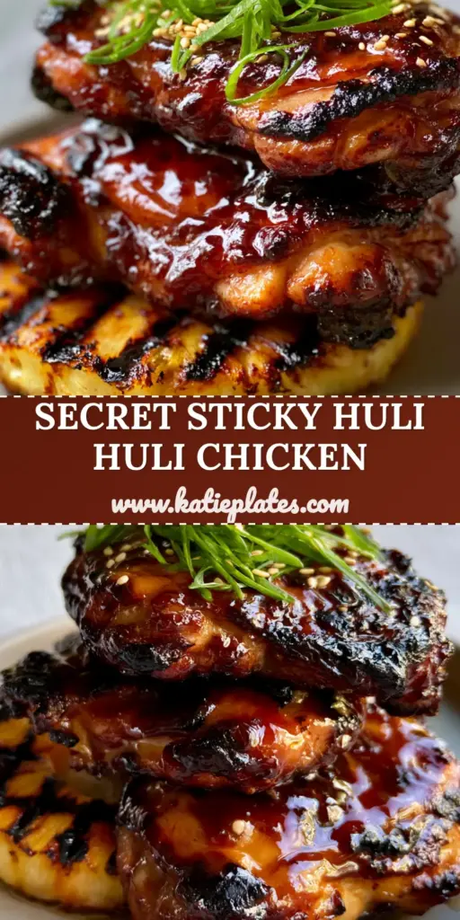 Huli Huli Chicken: The Ultimate Mahogany Glazed Hawaiian BBQ Thighs 4 Close-up of stacked Huli Huli Chicken thighs with a glossy mahogany glaze and grilled pineapple. (Huli Huli Chicken)
