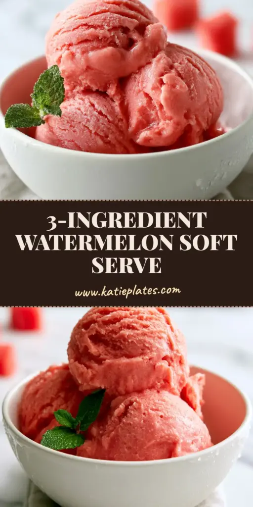 Watermelon Ice Cream with Rich Coconut Cream and Honey 4 Three scoops of coral-pink watermelon ice cream in a white ceramic bowl with a honey drizzle and mint garnish on a linen napkin. (watermelon ice cream)