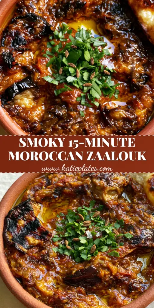 Moroccan Zaalouk: The Ultimate Smoky Roasted Eggplant and Tomato Dip 4 An overhead view of Moroccan Zaalouk in a terracotta bowl with charred flatbread on a white linen background.