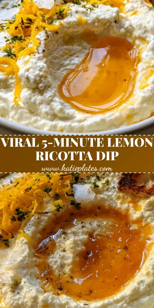 A shallow matte white bowl filled with Lemon Whipped Ricotta featuring a deep honey swirl, lemon zest curls, and micro-thyme, served with charred sourdough.