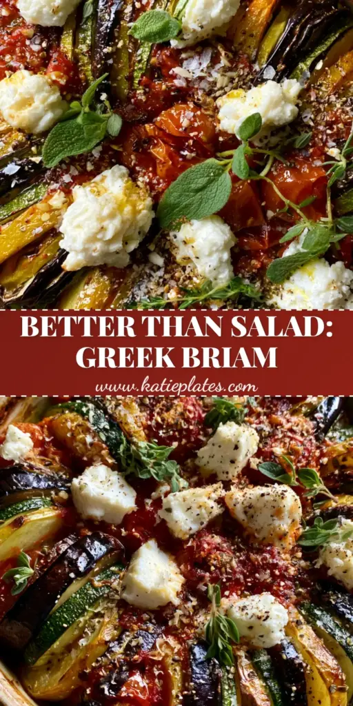 Vegetarian Greek Side Dishes: The Ultimate Roasted Briam with Feta 4 A rustic ceramic dish filled with perfectly layered Greek Briam featuring caramelized eggplant and feta cheese. (Vegetarian Greek side dishes)