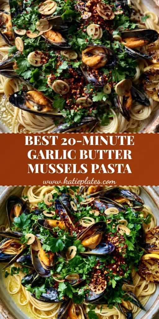 Mussels Pasta with Garlic Butter and White Wine Sauce 4 A rustic bowl of Mussels pasta with glossy linguine, black shells, and orange meat garnished with parsley. (Mussels pasta)