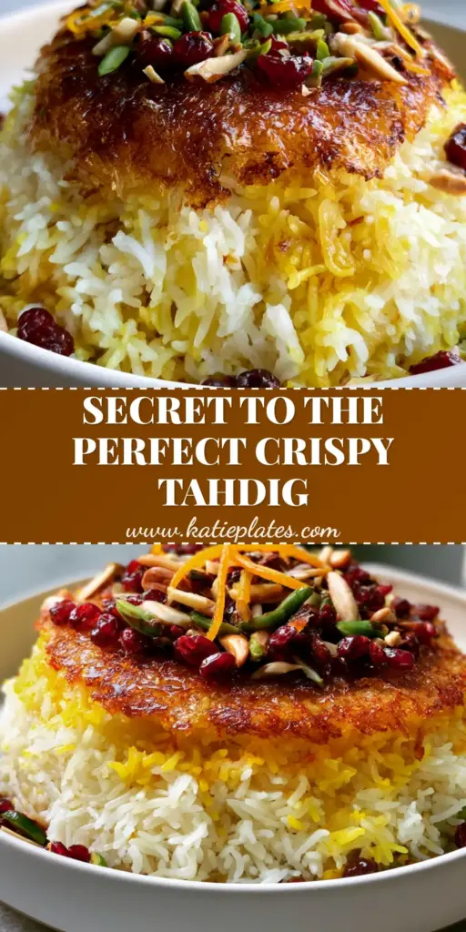 Persian Jeweled Rice with Crispy Potato Tahdig and Saffron 4 A towering mound of Persian Jeweled Rice with shattered golden potato tahdig, crimson barberries, and emerald pistachios in a white ceramic bowl.