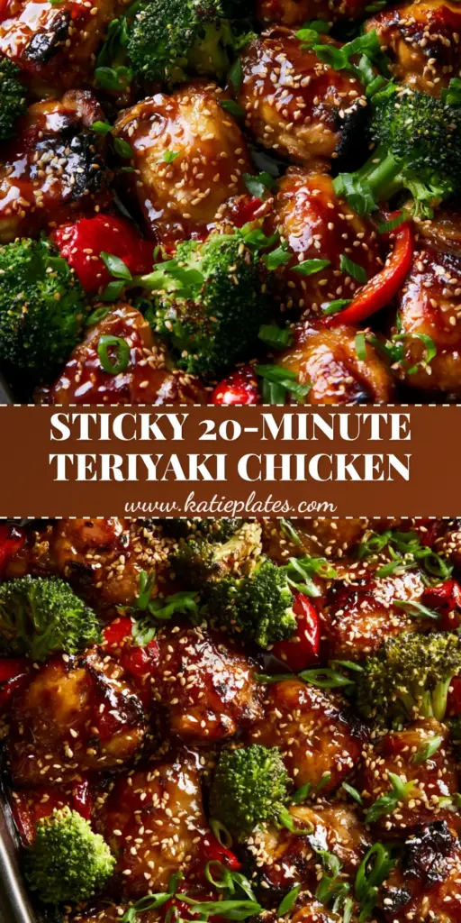 Gluten Free Teriyaki Chicken: The Ultimate Sheet Pan Guide to Sticky, Charred Perfection 3 A dark metal sheet pan filled with seared Gluten Free Teriyaki Chicken, bubbling amber sauce, blistered red peppers, and toasted sesame seeds.