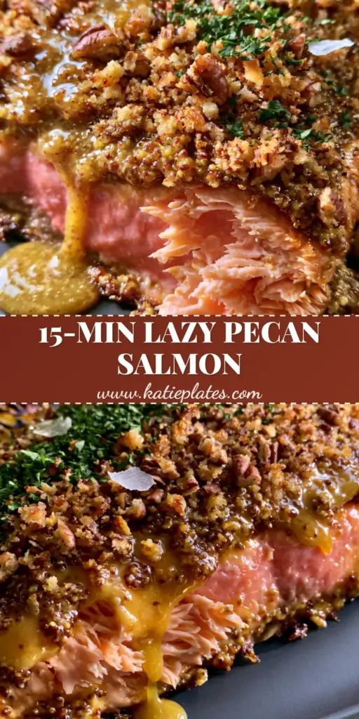 Pecan Crusted Salmon: The Ultimate Maple Mustard Glazed Dinner 3 Close-up of a pecan crusted salmon fillet with glistening maple glaze and fresh parsley. (pecan crusted salmon)