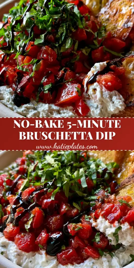Bruschetta Dip: The Ultimate Whipped Herbed Cheese and Balsamic Appetizer 4 A handheld smartphone photo of a creamy Bruschetta Dip with whipped cheese, diced Roma tomatoes, and thick balsamic glaze in a white bowl. (Bruschetta Dip)