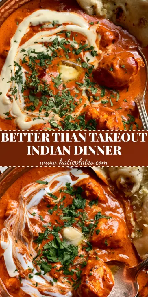 Easy Indian recipes: The Ultimate Creamy Butter Chicken and Blistered Garlic Naan 3 A top-down view of creamy Butter Chicken in a copper bowl with a cream swirl and charred garlic naan. (Easy Indian recipes)