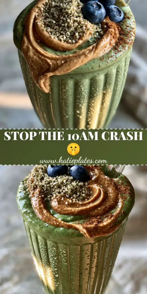 Breakfast Smoothie Recipes: The Ultimate Creamy Avocado and Spinach Power Blend 3 A thick green avocado and spinach smoothie in a ribbed glass with almond butter drizzle, hemp seeds, and blueberries. (breakfast smoothie recipes)