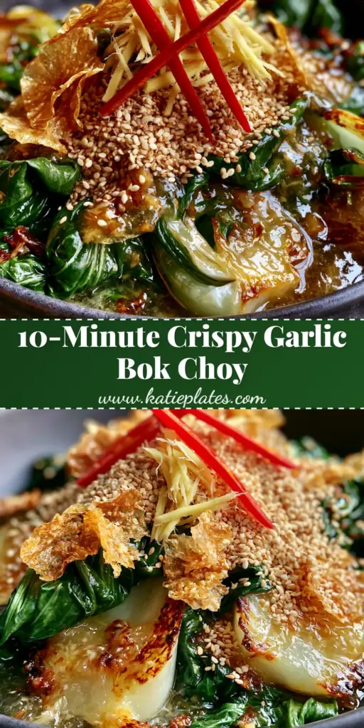 A top-down view of Stir-Fried Bok Choy with vibrant emerald leaves and seared golden stalks in a charcoal bowl.