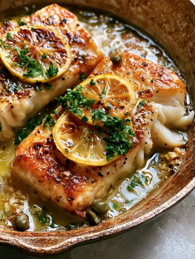 Pan fried haddock glistening with translucent lemon butter sauce, minced garlic, and fresh parsley.