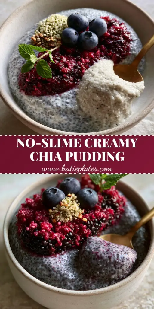 How to Eat Chia Seeds: The Ultimate Blended Coconut Mousse Recipe 3 A thick blended coconut chia pudding topped with smashed blackberries and toasted hemp hearts in a ceramic bowl. (how to eat chia seeds)