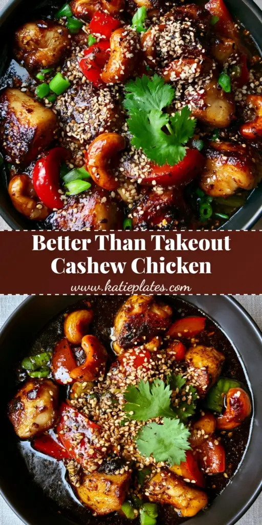 Thai Cashew Chicken with a Thick Mahogany Glaze 4 Top-down view of Thai Cashew Chicken in a matte black bowl with a thick mahogany glaze and toasted cashews on grey linen.