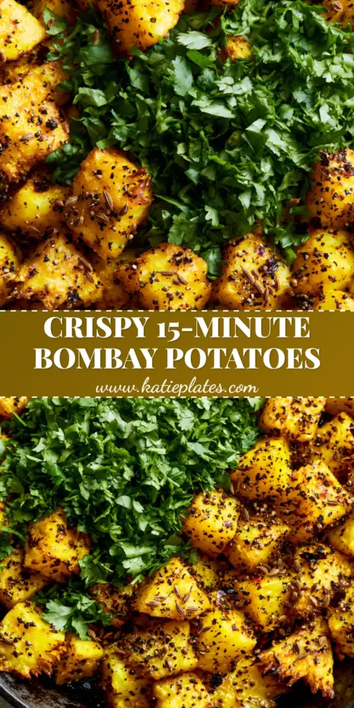 Indian Potatoes: The Ultimate Crispy Bombay Aloo with Cumin and Ghee 3 A top-down close-up of crispy Indian potatoes in a cast iron skillet, featuring golden turmeric coating, toasted cumin seeds, and fresh cilantro. (Indian potatoes)
